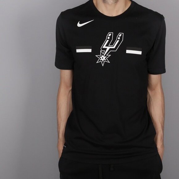 NWT Nike San Antonio Spurs Dri-Fit T-Shirt Men's Large Black Swoosh Logo NBA - Picture 1 of 7